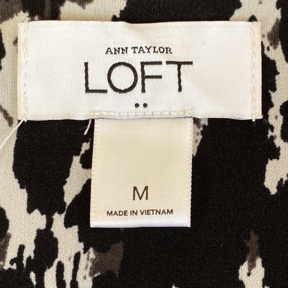 LOFT Black Brown Animal Print Size M Office Chic Preppy Modern Classic Dress - Picture 7 of 8